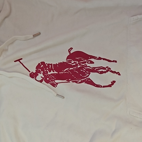 Polo Ralph Lauren White Size L Hoodie Big Polo Logo Oversized Fleece Pullover - Picture 2 of 10